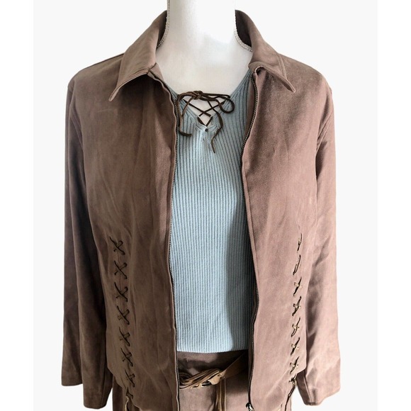 Vintage NORTON MCNAUGHTON 4 PC Set Skirt Jacket Sweater Cowgirl Faux‎ Suede NWT - Picture 1 of 15
